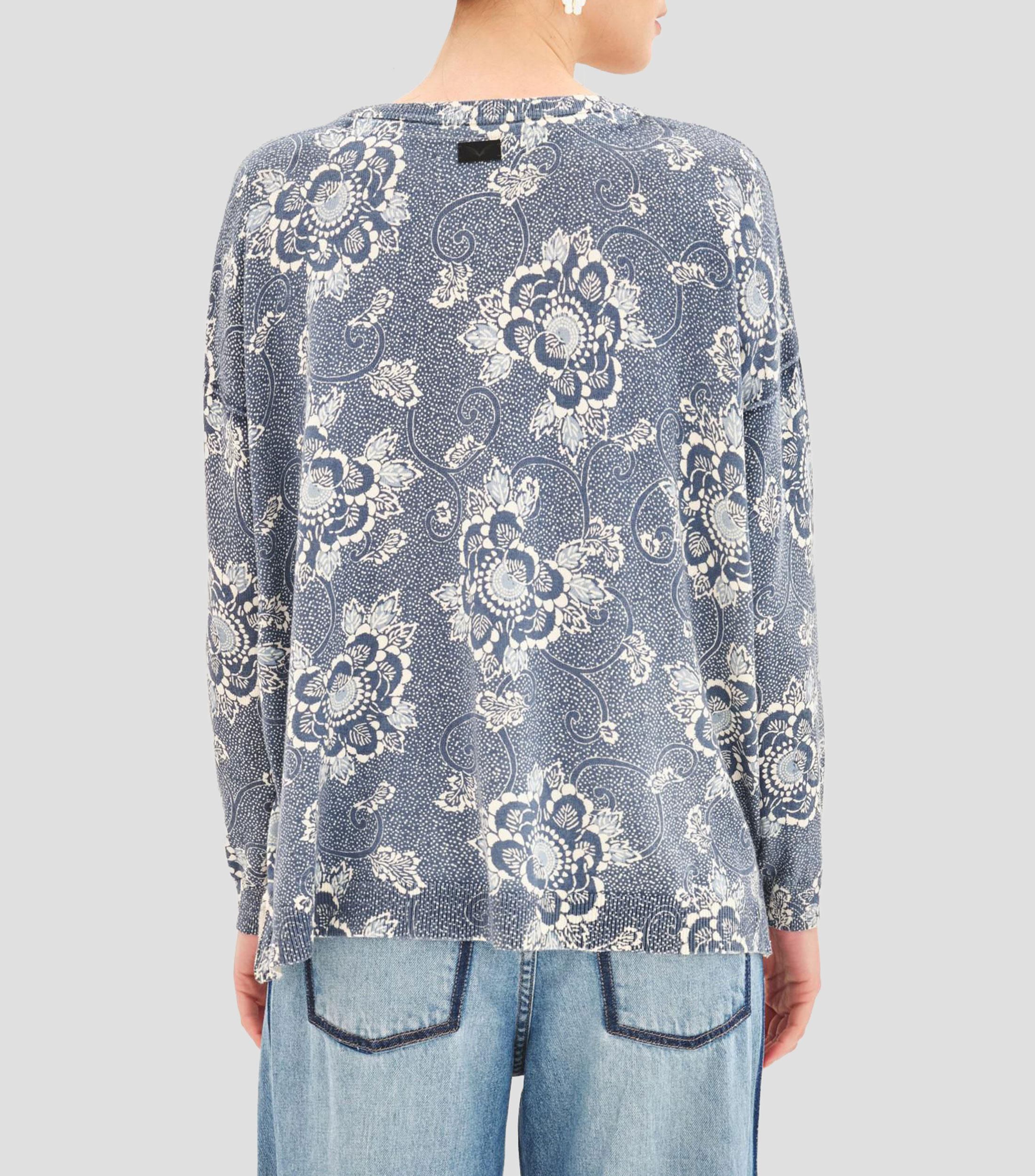 Suéter cuello redondo estampado Mujer
